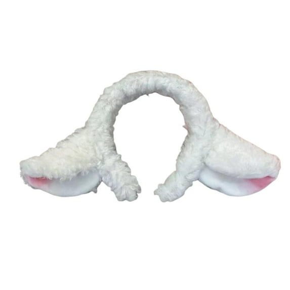 Xinwanna Hair Hoop Sheep Ear Design Plush Headband Bowknot Bell Decor White Hairband Makeup Washing Accessory (Type A)