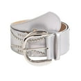 thumbnail image 1 of Xinwanna Imitation Leather Women Belt Wide Edge Design Adjustable Length Belt Punk Style Distressed Waistband (Silver), 1 of 12