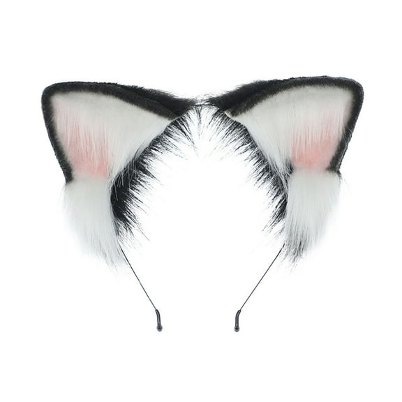Xinwanna Japanese Style Headband Plush Cat Ear Decor Hair Hoop Gift Making Brightly Colored Dressing Prop Hair Accessories (Black)