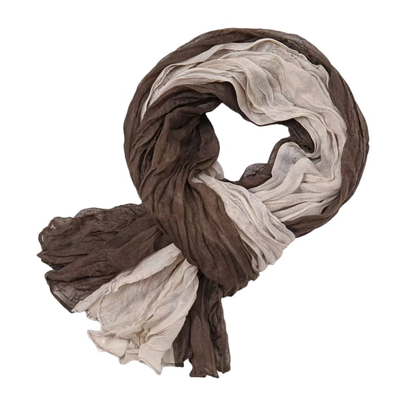 Xinwanna Ladies Shawl Scarf Color-Blocking Pleated Design Versatile Scarf Autumn Winter Outdoors Commuting Long Scarf (Coffee)
