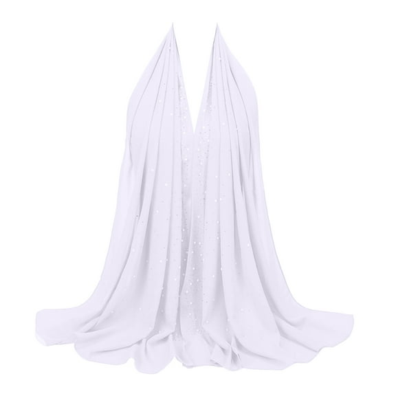 Xinwanna Lightweight Scarf Hot Drill Imitation Pearls Decor Headwrap Women Solid Color Headscarf Fashion Accessory (Dusty Pink,One Size)