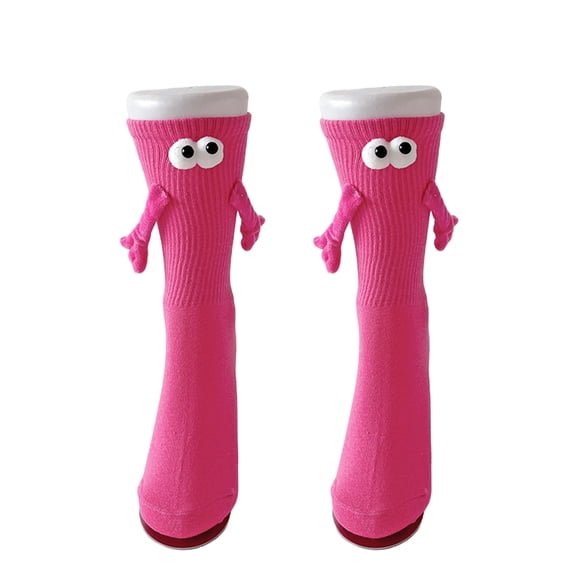 Xinwanna Magnetic Hand Holding Socks Novelty Couple Socks Funny Matching Socks Gifts for Men Women Best Friends (Rose Red,One Size)