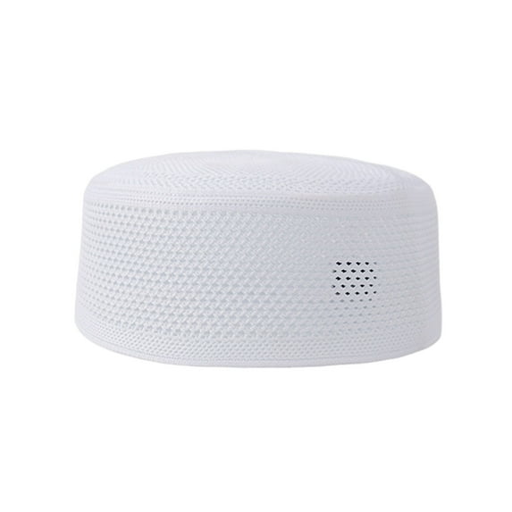 Xinwanna Men Top Hat with Mesh Design Ethnic Style Strong Breathability Solid Color Hat Outdoor Outfit Accessory Daily Wear (White,XL)