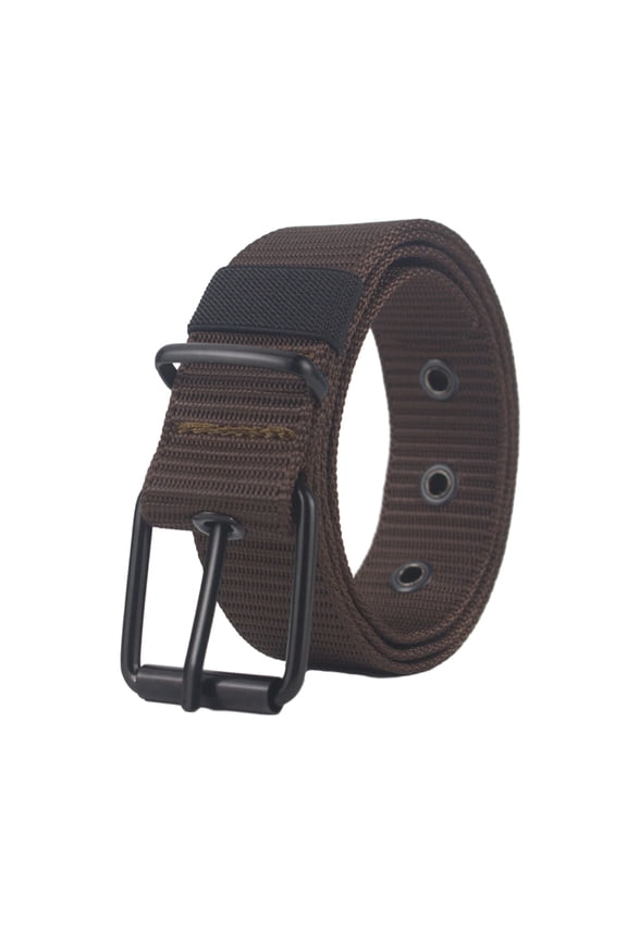 Xinwanna Men Webbing Belt Needle Buckle Nylon Belt with Adjustable Holes Extend Students Jeans Band Sports Strap (Coffee,130cm)