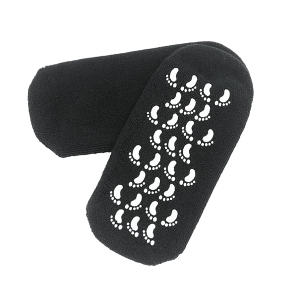 Xinwanna Moisturizing Socks Gel Aloe Foot Spa Socks with Vitamin E Reusable Exfoliating Anti Crack Socks for Dry Dead Skin Remover Foot Care (Black,One Size)