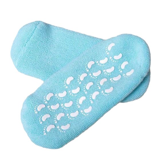Xinwanna Moisturizing Socks Gel Aloe Foot Spa Socks with Vitamin E Reusable Exfoliating Anti Crack Socks for Dry Dead Skin Remover Foot Care (Blue,One Size)