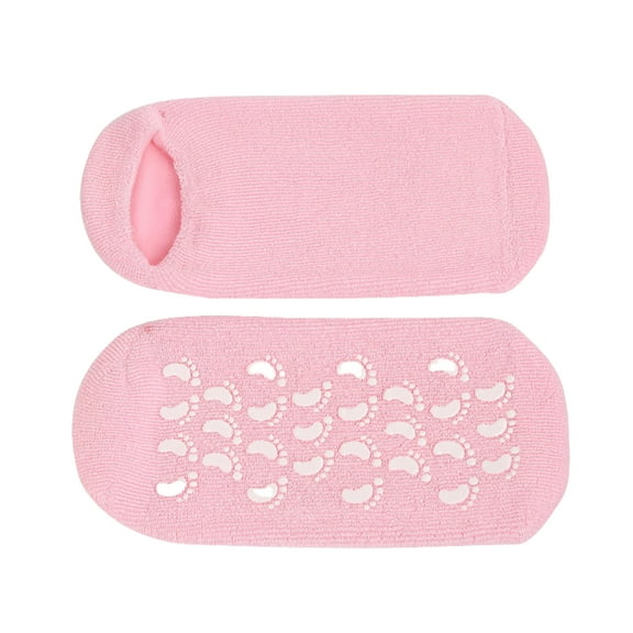 Xinwanna Moisturizing Socks Gel Aloe Foot Spa Socks with Vitamin E Reusable Exfoliating Anti Crack Socks for Dry Dead Skin Remover Foot Care (Pink,One Size)