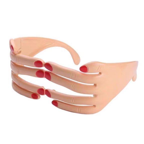 Xinwanna Party Funny Headgear Novelty Hand Shape Colorfast Smooth Unisex Anti-break Head Decoration Photo Prop Beach Cosplay Glasses (Skin)