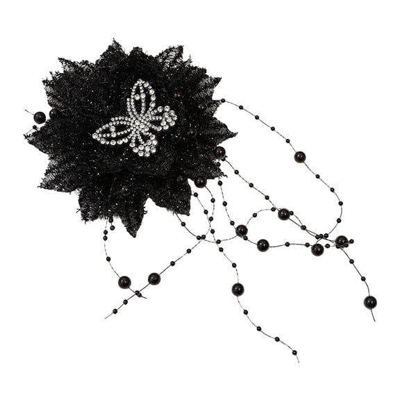 Xinwanna Peony Feather Tassel Hair Claw Women Girls High Cap Bone Design Hairpin Sturdy Shark Clip Hair Accessory (Black,11cm)