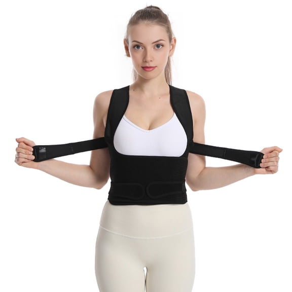 Xinwanna Posture Corrector Brace with Adjustable Shoulder Straps Lightweight Breathable Mesh Full Back Support Waistband Posture Support (Black,S)