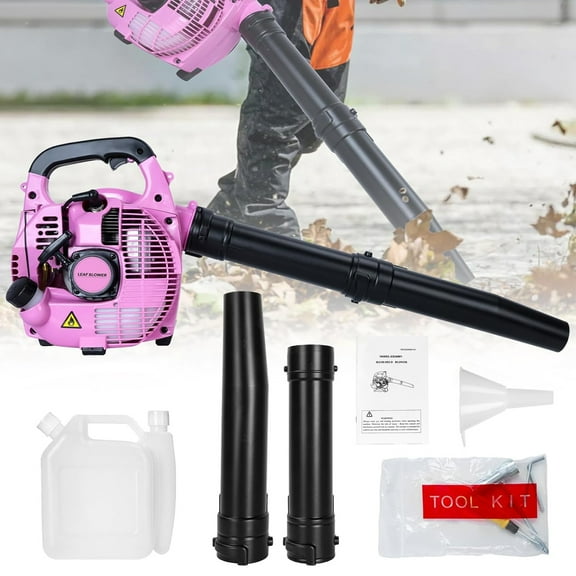Xinwanna Snow Blower 26cc 2-Stroke Leaf Blower, 380CFM Air Volume Handheld Gas Powered Leaf Blowers for Lawn Care, Patio, Blowing Leaves, Pink