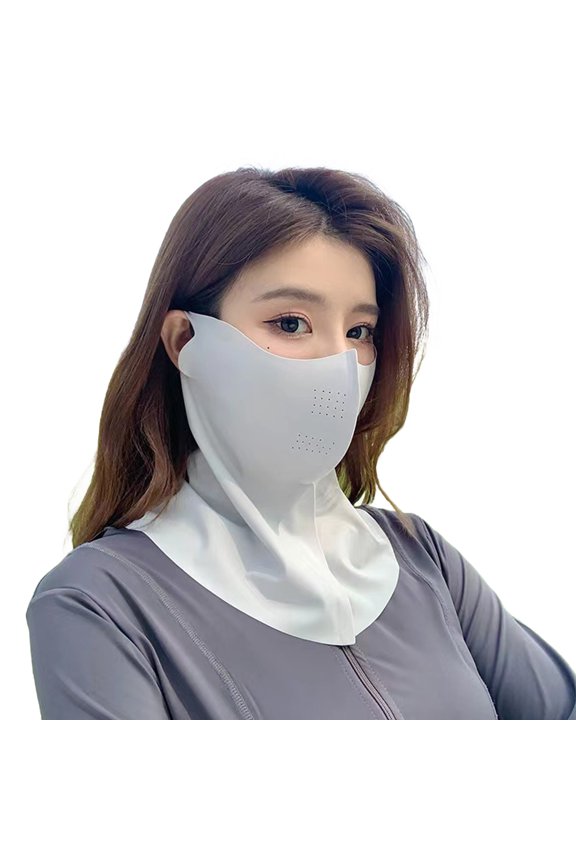 Xinwanna Summer Face Guard Moisture-Wicking Fabric Breathable Elastic Neck Gaiter Sun Protection Ice Silk Face Guard (Light Grey,One Size)