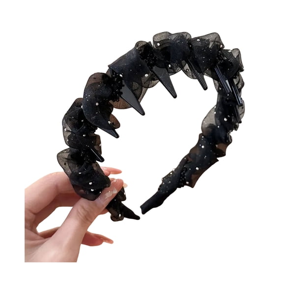 Xinwanna Summer Hair Hoop Beads Twist Decor Headband Anti-slip Teeth Face Slimming Lifting Headband Bridal Hair Accessories (Type A)