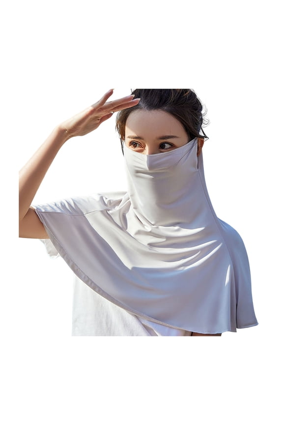 Xinwanna Sunscreen Face Guard Ice Silk Neck Protection Summer Riding Face Guard Outdoor Activities Travel Neck Gaiter (Grey)