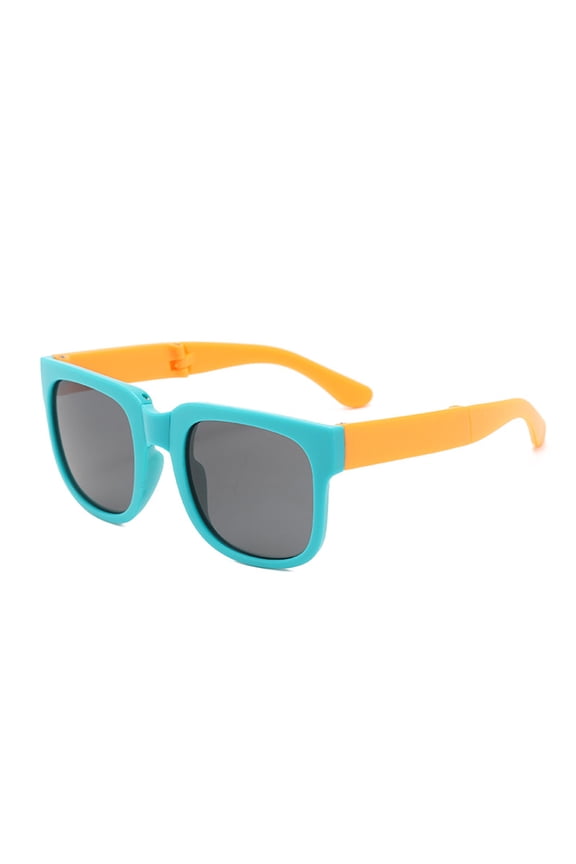Xinwanna UV400 Foldable Polarized Lens Kids Sunglasses Lovely Square Frame Boys Girls Sunglasses Fashion Accessories (Type E)
