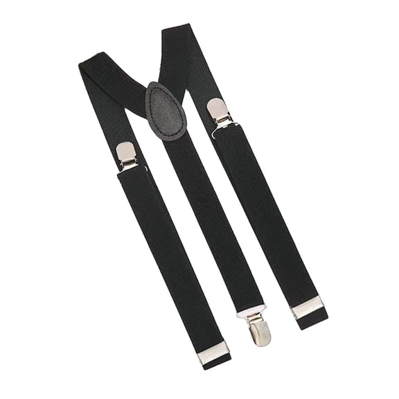 Xinwanna Unisex Elastic Strap Suspenders Y-Back Braces Solid Color Anti-break Wedding Suit Adjustable Strap Party Daily Accessory (Black)