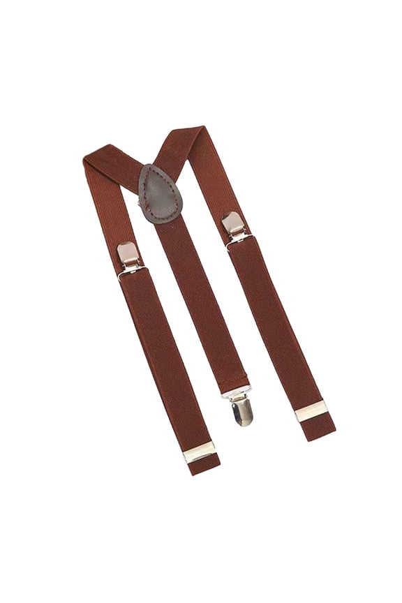 Xinwanna Unisex Elastic Strap Suspenders Y-Back Braces Solid Color Anti-break Wedding Suit Adjustable Strap Party Daily Accessory (Coffee)