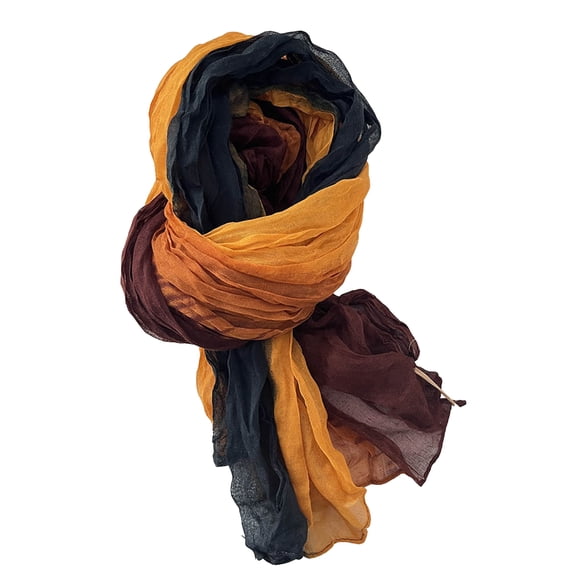 Xinwanna Unisex Shawl Scarf Gradient Color Versatile Wrinkled Long Scarf Autumn Winter Wind-Proof Cold-Resistant Shawl Wrap (Black & Yellow)