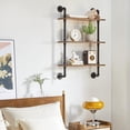 thumbnail image 1 of Xinwanna Wall Mounted Storage Rack, Industrial Pipe Shelf Bracket, 3 Tiers Retro DIY Bookshelf Floating Shelf for Office, Living Room, Bedroom, Smooth Edge Easy Assembly, 1 of 11