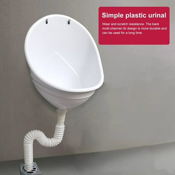 Xinwanna Wall-Mounted Urinal Anti-Odor Drain Design Kids Urine Diverter for Men, Plastic Urinals Outdoor Toilet for Backyard Garage, Portable Boys Urinal, Waterless Toilet, White