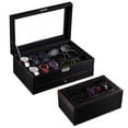 thumbnail image 1 of Xinwanna Watch Box Sunglasses Organizer, 6-Slot for Watch, 3 Slots for Glasses & Drawer for Rings, Bracelets, Large Capacity Multiple Compartments Window Design Watch Holder Stand Storage Case, 1 of 13