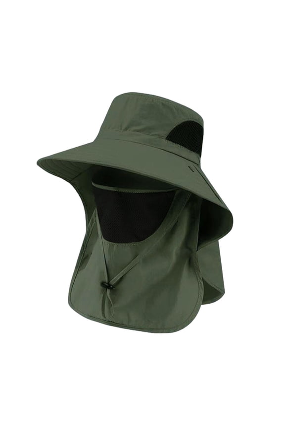 Xinwanna Wide Brim Sun Hat for Men Women Quick Dry UPF 50+ Fishing Hat with Face Guard And Neck Flap for Outdoor Hiking Travel Beach (Army Green,One Size)