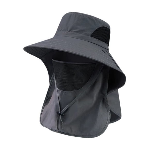 Xinwanna Wide Brim Sun Hat for Men Women Quick Dry UPF 50+ Fishing Hat with Face Guard And Neck Flap for Outdoor Hiking Travel Beach (Dark Gray,One Size)