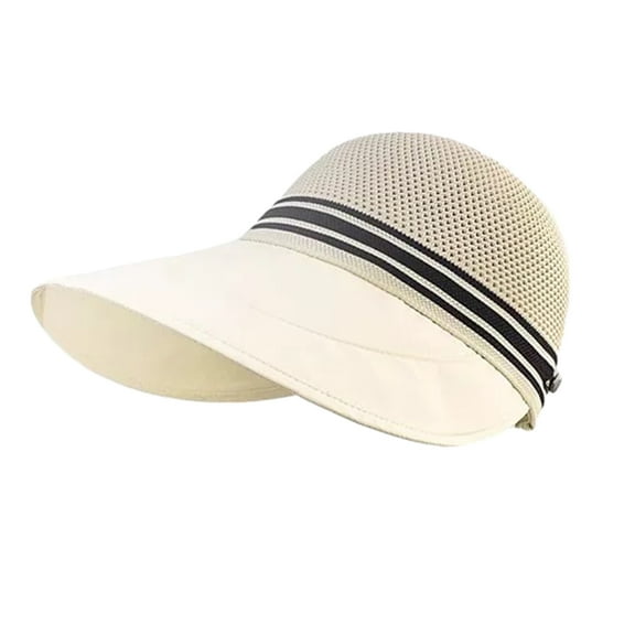 Xinwanna Women Baseball Hat Adjustable Fit Hollow Breathable Wide Brim Summer Hat with Large Brim Cycling Sunshade Fisherman Cap (Beige)
