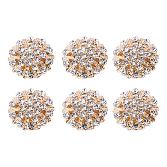 Xinwanna Women Button Covers Shiny Rhinestone Cufflinks Snap-on Removable Button Clips Shirt Dress Accessories (Type A,6pcs)