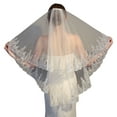 thumbnail image 1 of Xinwanna Women Double Layer Lace Bridal Veil with Anti-slip Comb Sequins Edge Tulle Veil Bride Hair Accessories (Beige,One Size), 1 of 13