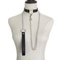 thumbnail image 1 of Xinwanna Women Faux Leather Collar Leash Chain Decor Adjustable Erotic Lover Necklace Cosplay Nightclub Party Choker Individual Neck Jewelry (Type A), 1 of 13