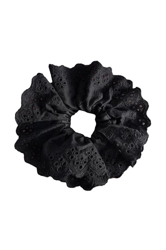 Xinwanna Women Hair Band Four Layer Lace Trim Large Hairband Solid Color French Style Hair Rope Hair Accessories (Black)