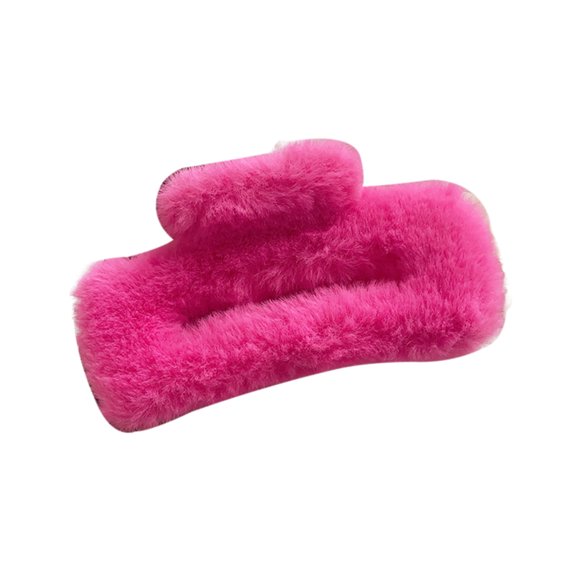 Xinwanna Women Hair Claw Plush Wrap Design Spring Back Head Large Hair Clip Rectangle Shark Hair Clamp Hair Accessory (Rose Red)
