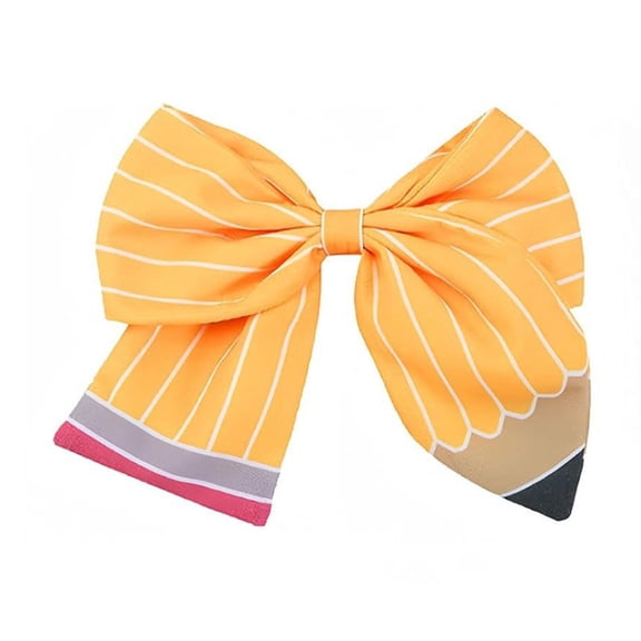 Xinwanna Women Hair Hoop Bright Yellow Pencil Design Bow Decor Hair Clip Back to School Student Teacher Hair Accessories (Yellow,Hair Clip)