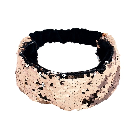 Xinwanna Women Headband Reversible Shiny Sequins Headband Elastic Hair Fixing Decoration Decorative Hair Accessories (Champagne)