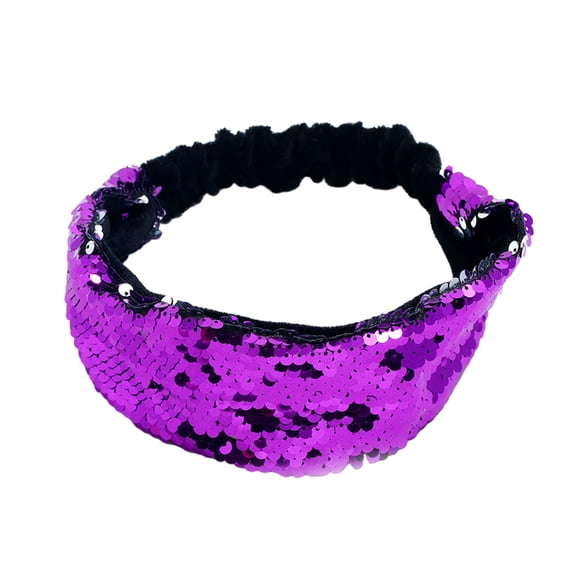 Xinwanna Women Headband Reversible Shiny Sequins Headband Elastic Hair Fixing Decoration Decorative Hair Accessories (Purple)