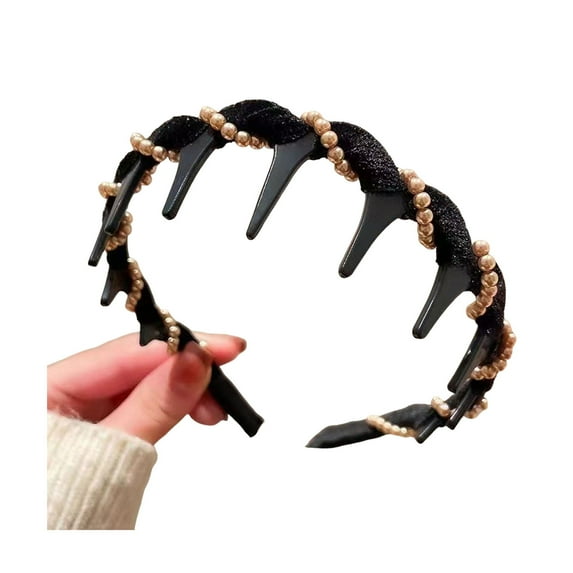 Xinwanna Women Headband Sparkling Rhinestones Decor Anti-slip Teeth Hair Hoop Versatile Headpiece Hair Accessories (Type K)