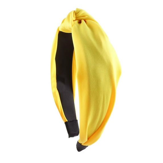 Xinwanna Women Knotted Headband Candy Color Fabric Hair Hoop Elastic Head Band Wide Hairband Hair Accessories (Yellow)