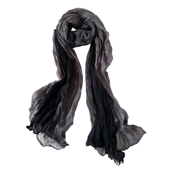 Xinwanna Women Scarf Autumn Winter Tie-Dye Scarf Soft Smooth Texture All-Weather Shawl Versatile Outdoor Accessory (Black)