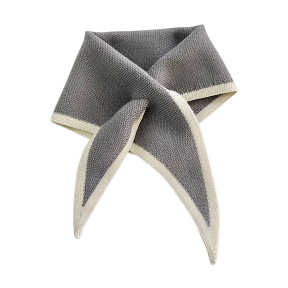 Xinwanna Women Scarf Patchwork Color Piercing Wrapped Short Scarf Fake Collar Winter Outdoor Cycling Wrap Around Scarf (Grey)