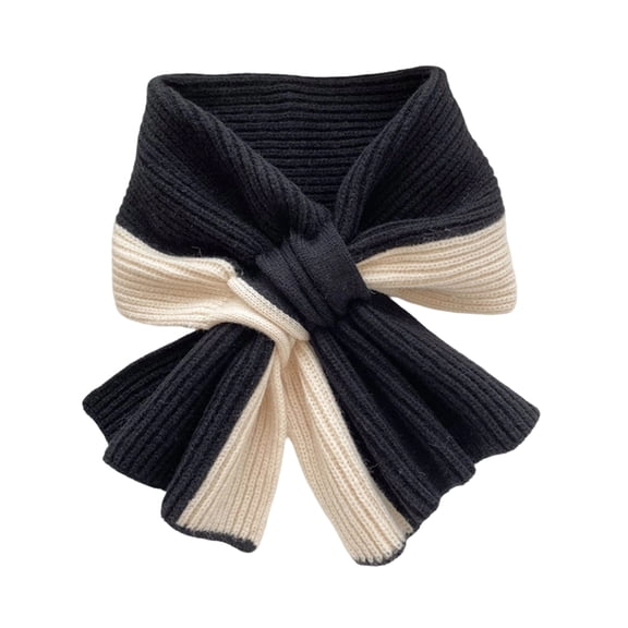 Xinwanna Women Scarf Patchwork Color Soft Comfortable Wrap Around Design Winter Scarf Neck Care Fashion Accessories (Black)