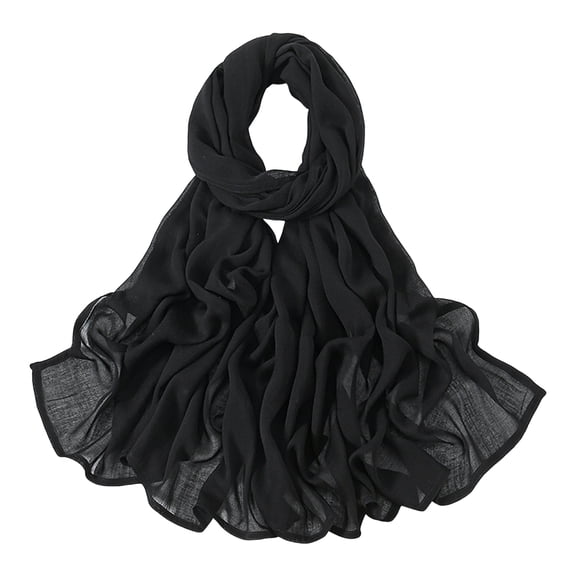 Xinwanna Women Scarf Solid Color Wide Edge Design Thin Scarf Breathable Shawl Versatile Head Wrap Stylish Accessory (Black)