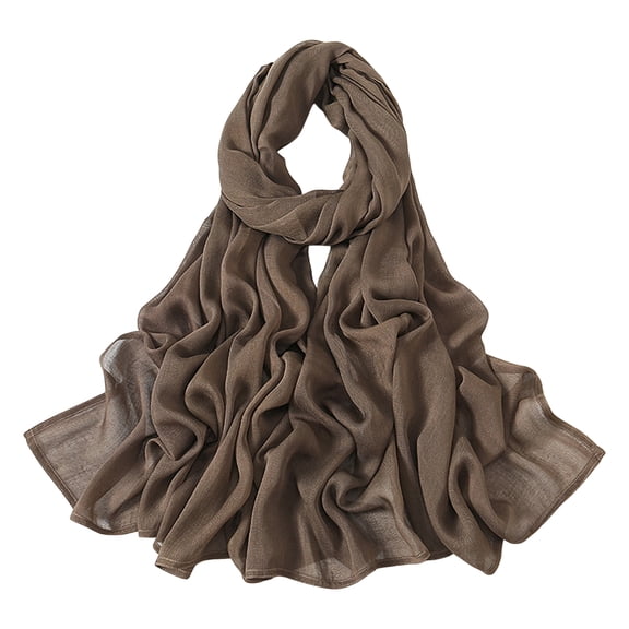 Xinwanna Women Scarf Solid Color Wide Edge Design Thin Scarf Breathable Shawl Versatile Head Wrap Stylish Accessory (Dark Khaki)