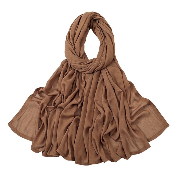 Xinwanna Women Scarf Solid Color Wide Edge Design Thin Scarf Breathable Shawl Versatile Head Wrap Stylish Accessory (Light Coffee)