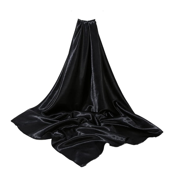 Xinwanna Women Shawl Solid Color Soft Simulated Silk Smooth Lightweight Breathable Satin Shawl for Everyday Travel Parties (Black)