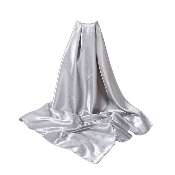Xinwanna Women Shawl Solid Color Soft Simulated Silk Smooth Lightweight Breathable Satin Shawl for Everyday Travel Parties (Grey)