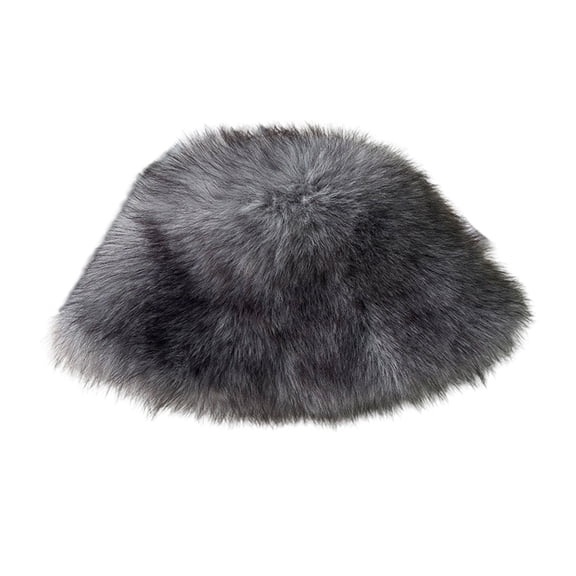 Xinwanna Women's Fuzzy Faux Fur Bucket Hat Winter Plush Furry Ladies Hat Fluffy Sherpa Fisherman Cap for Cold Weather (Grey)
