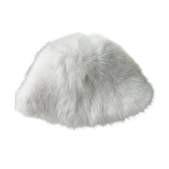 Xinwanna Women's Fuzzy Faux Fur Bucket Hat Winter Plush Furry Ladies Hat Fluffy Sherpa Fisherman Cap for Cold Weather (White)