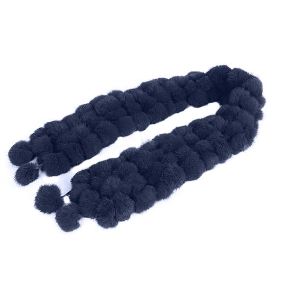 Xinwanna Wool Pom-Pom Scarf Women Thickened Winter Scarf Imitation Rabbit Fur Comfortable Knit Winter Scarf Neckwear (Dark Blue)
