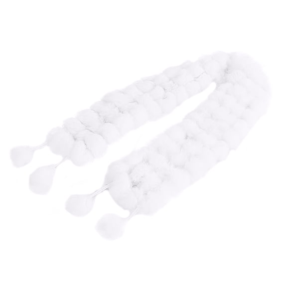 Xinwanna Wool Pom-Pom Scarf Women Thickened Winter Scarf Imitation Rabbit Fur Comfortable Knit Winter Scarf Neckwear (White)